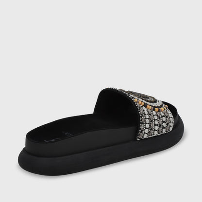 Sandalia Plana Negro Mujer 53704