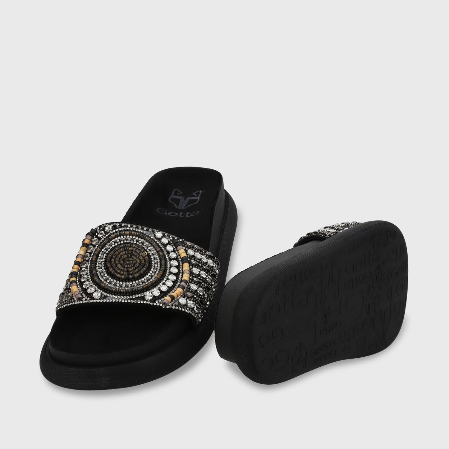 Sandalia Plana Negro Mujer 53704