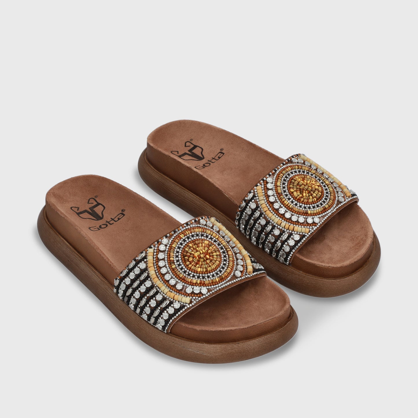 Sandalia Plana Beige Mujer 53704