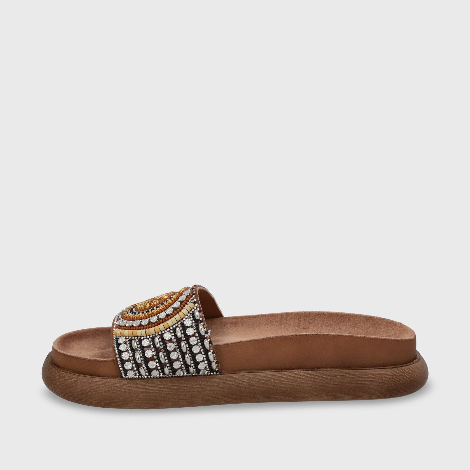 Sandalia Plana Beige Mujer 53704