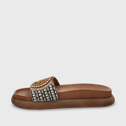 Sandalia Plana Beige Mujer 53704