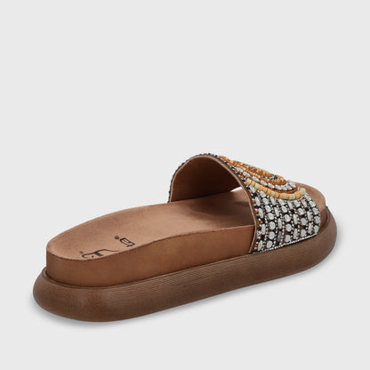 Sandalia Plana Beige Mujer 53704