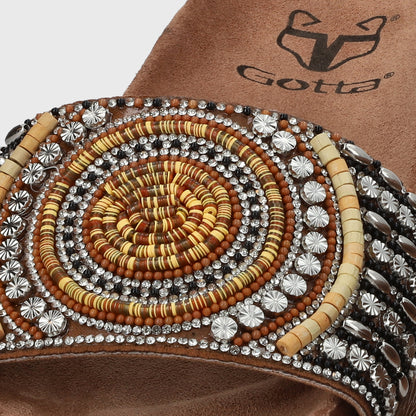 Sandalia Plana Beige Mujer 53704