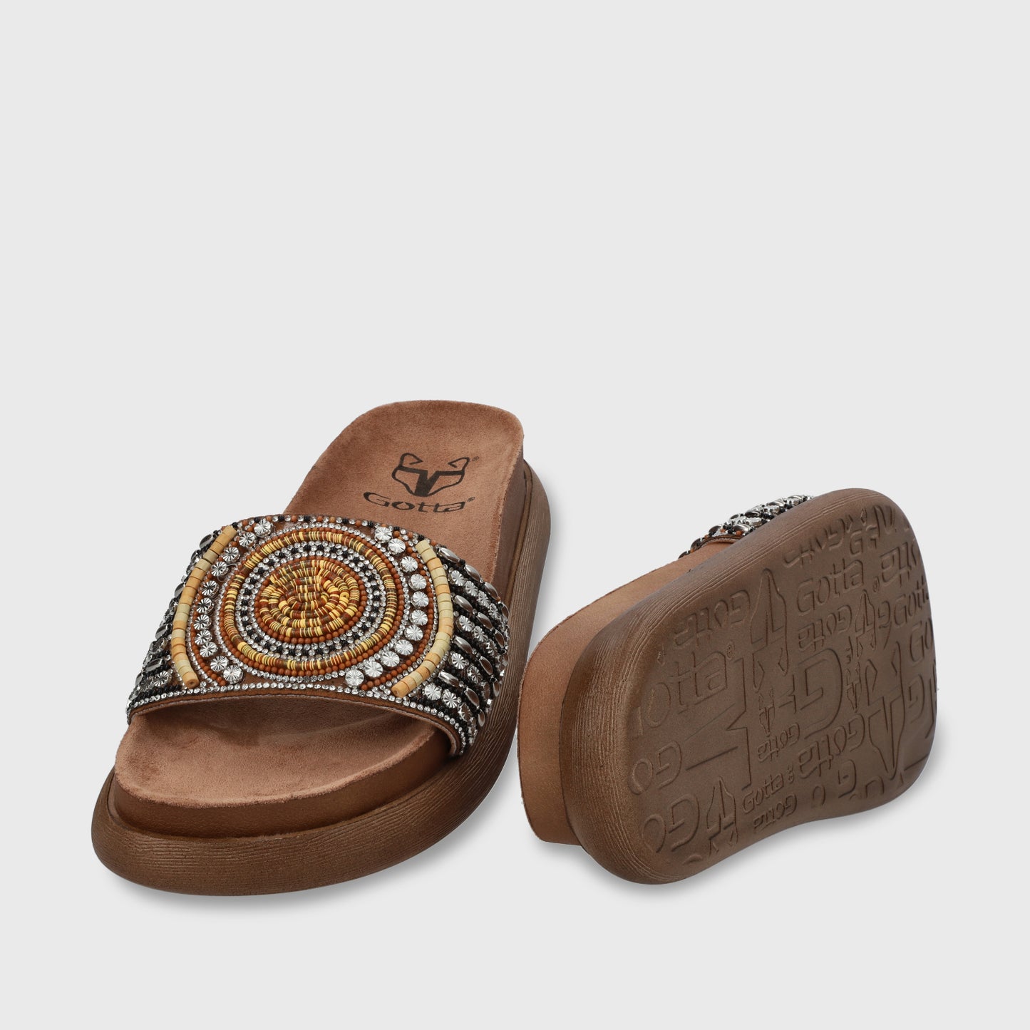 Sandalia Plana Beige Mujer 53704