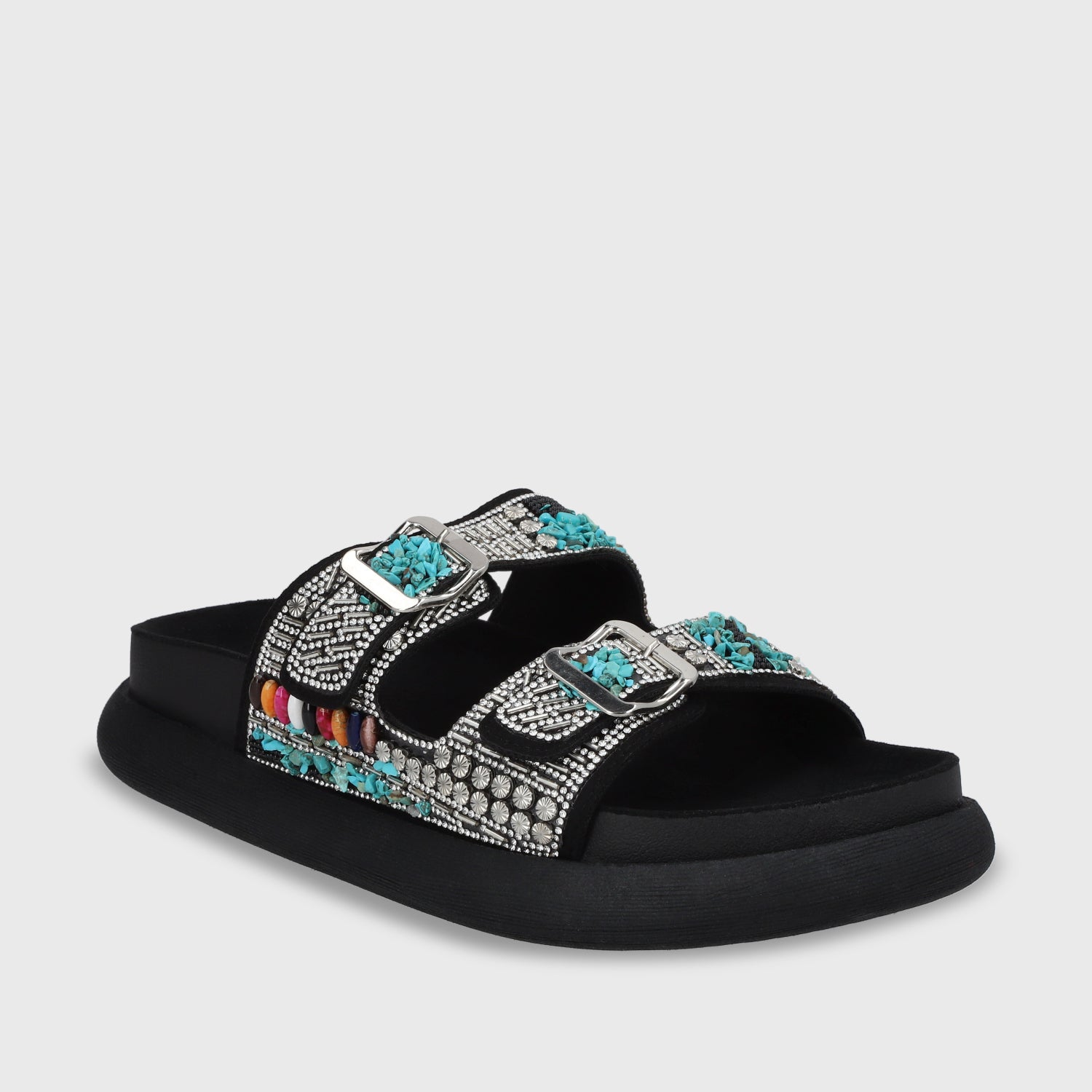 Sandalia Plana Negro Mujer 53705