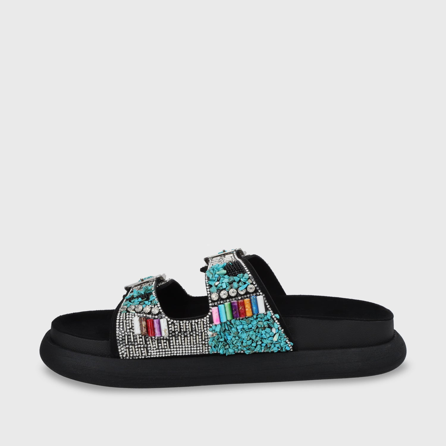 Sandalia Plana Negro Mujer 53705