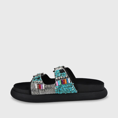 Sandalia Plana Negro Mujer 53705