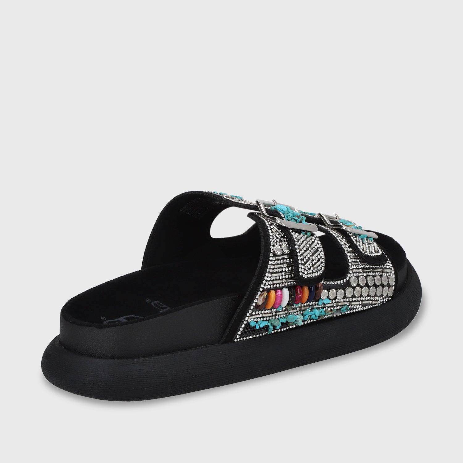 Sandalia Plana Negro Mujer 53705