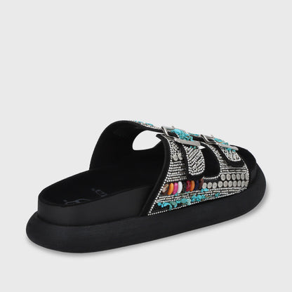 Sandalia Plana Negro Mujer 53705