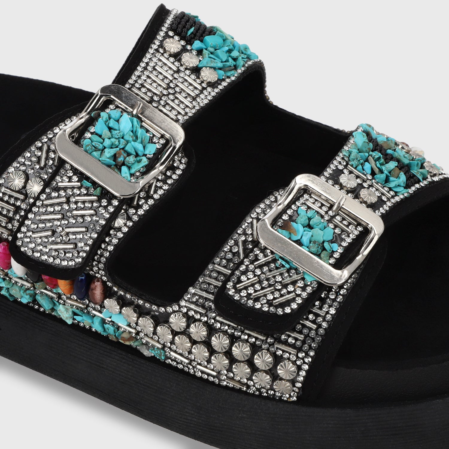 Sandalia Plana Negro Mujer 53705