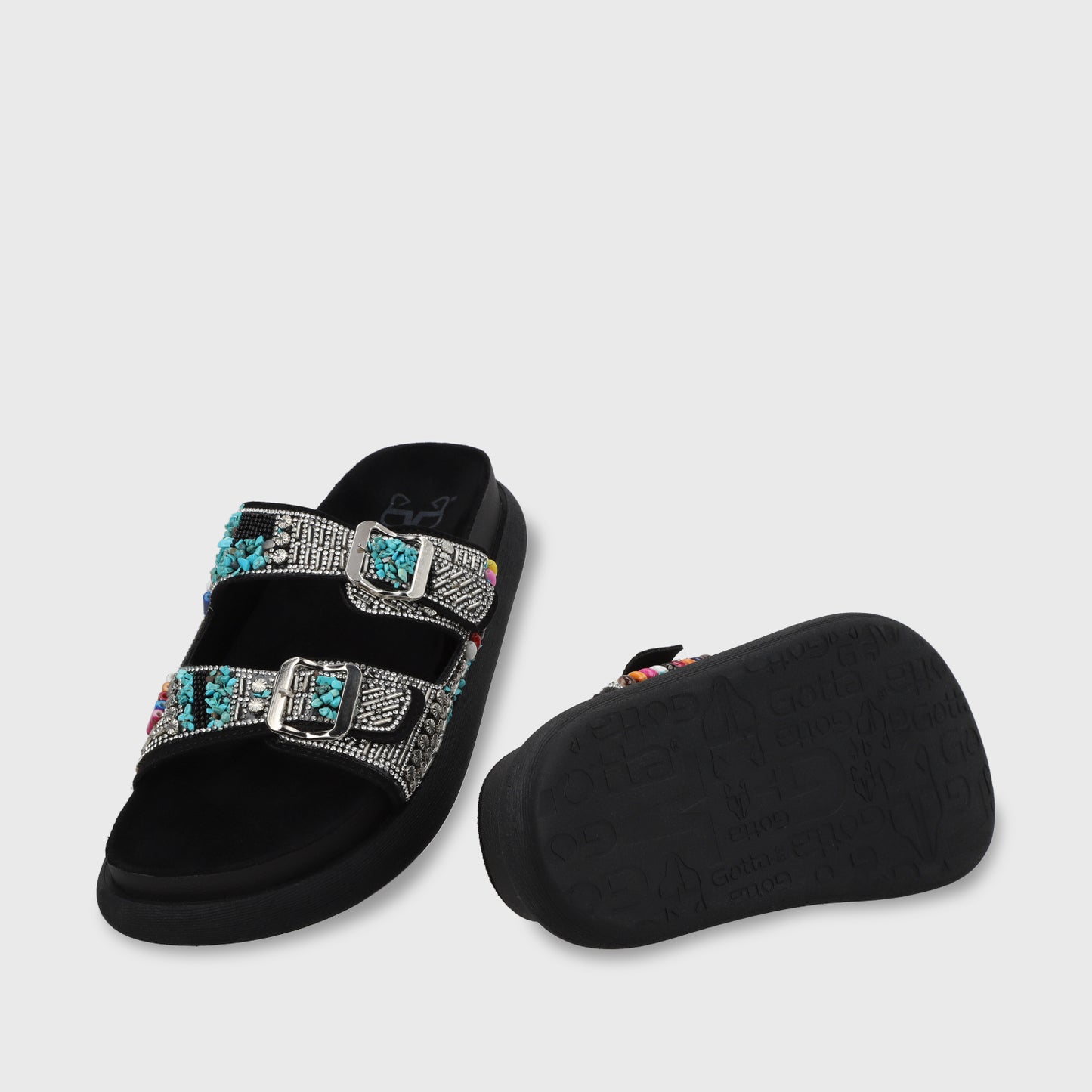 Sandalia Plana Negro Mujer 53705