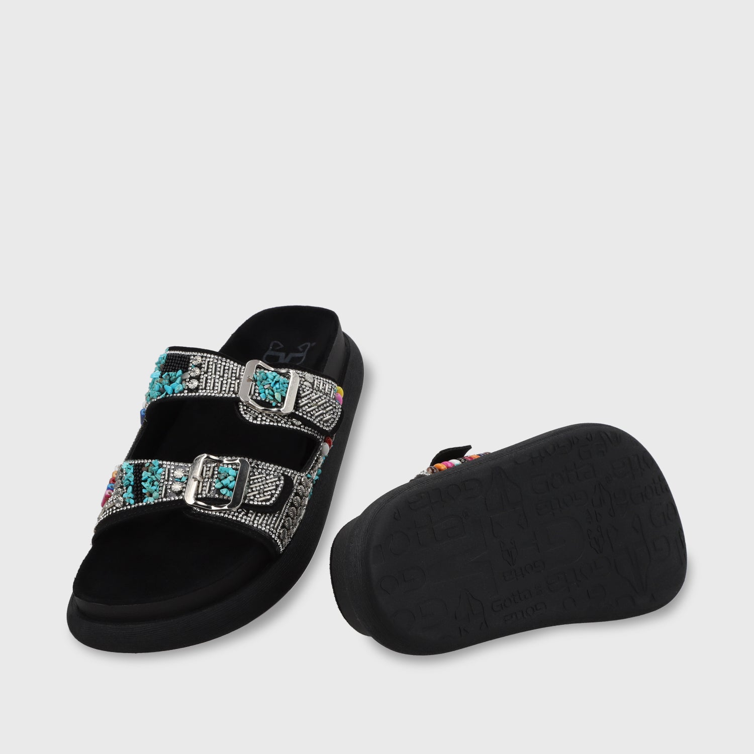 Sandalia Plana Negro Mujer 53705