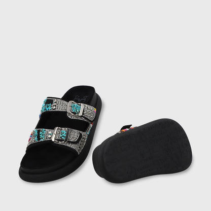 Sandalia Plana Negro Mujer 53705