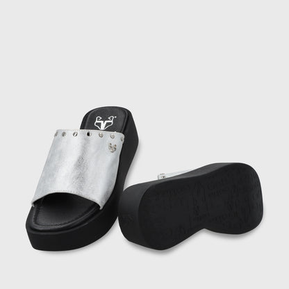 Sandalia Plataforma Plateado Mujer 53730