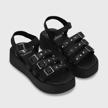 Sandalia Plataforma Negro Mujer 53731
