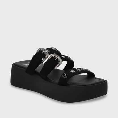 Sandalia Plataforma Negro Mujer 53732