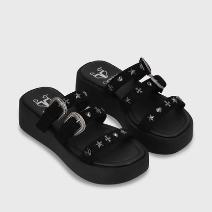 Sandalia Plataforma Negro Mujer 53732