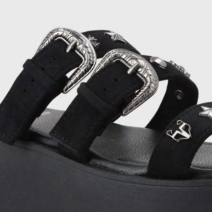 Sandalia Plataforma Negro Mujer 53732