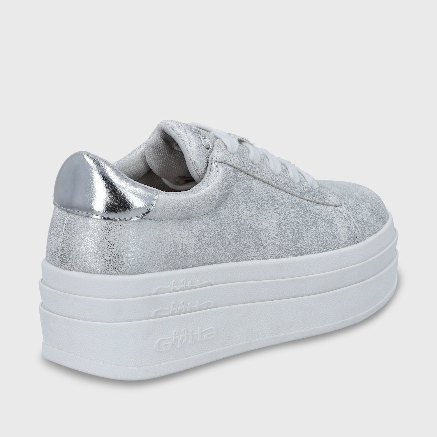 Zapatilla Plataforma Plateado Mujer 53751