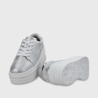 Zapatilla Plataforma Plateado Mujer 53751
