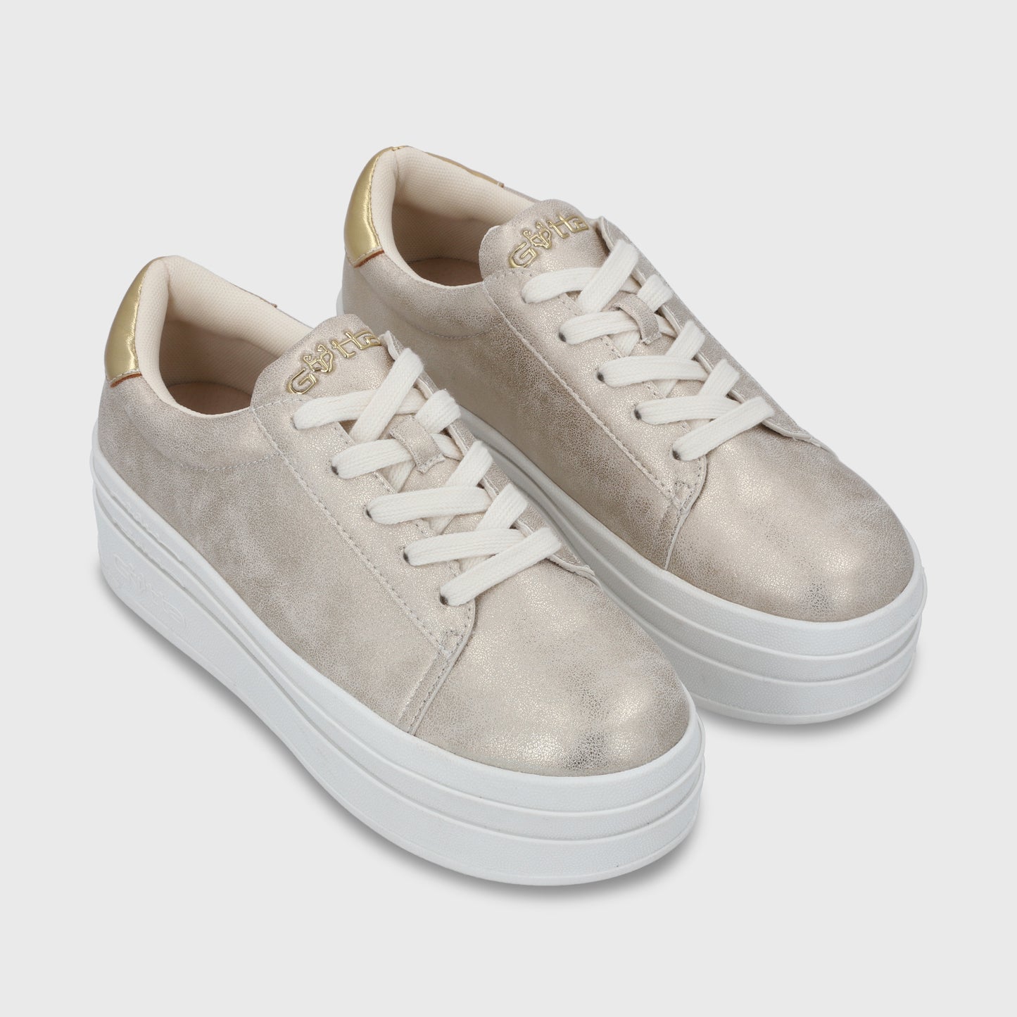 Zapatilla Plataforma Oro Mujer 53751