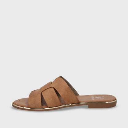 Sandalia Plana Beige Mujer 55210
