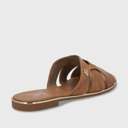 Sandalia Plana Beige Mujer 55210