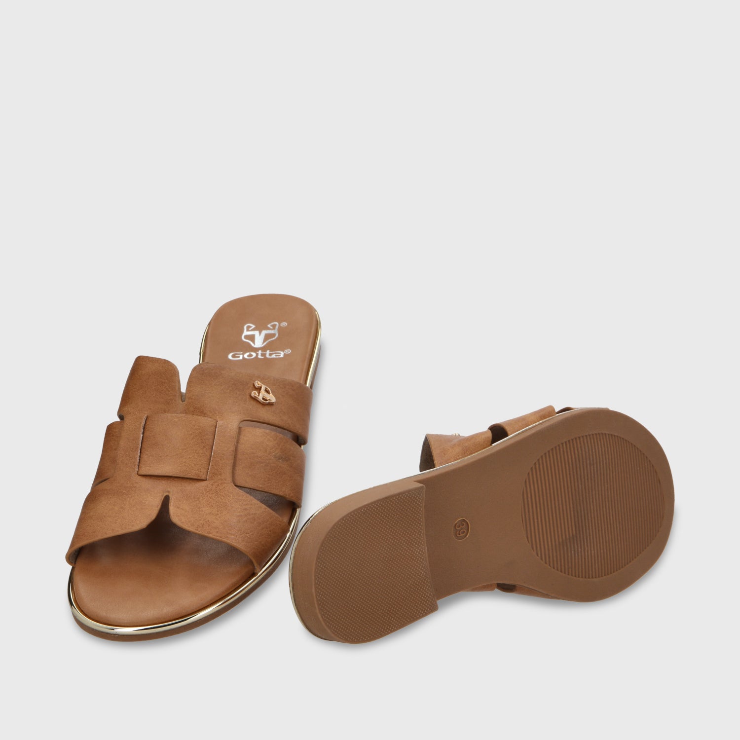 Sandalia Plana Beige Mujer 55210