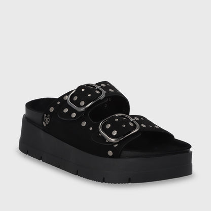 Sandalia Plataforma Negra Mujer 55230