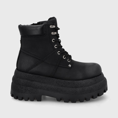 Botin Plataforma Negro Mujer 55290