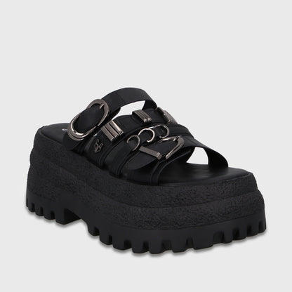 Sandalia Plataforma Negra Mujer 55294