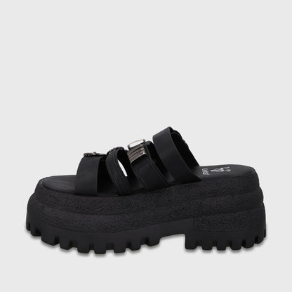 Sandalia Plataforma Negra Mujer 55294