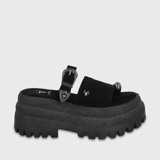 Sandalia Plataforma Negra Mujer 55295