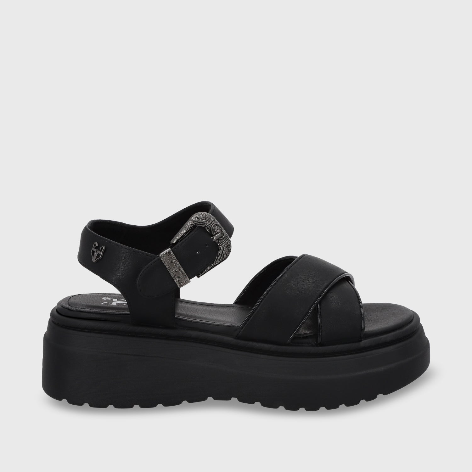 Sandalia Plataforma Negra Mujer 55923