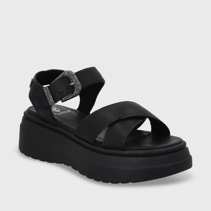 Sandalia Plataforma Negra Mujer 55923