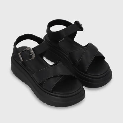 Sandalia Plataforma Negra Mujer 55923