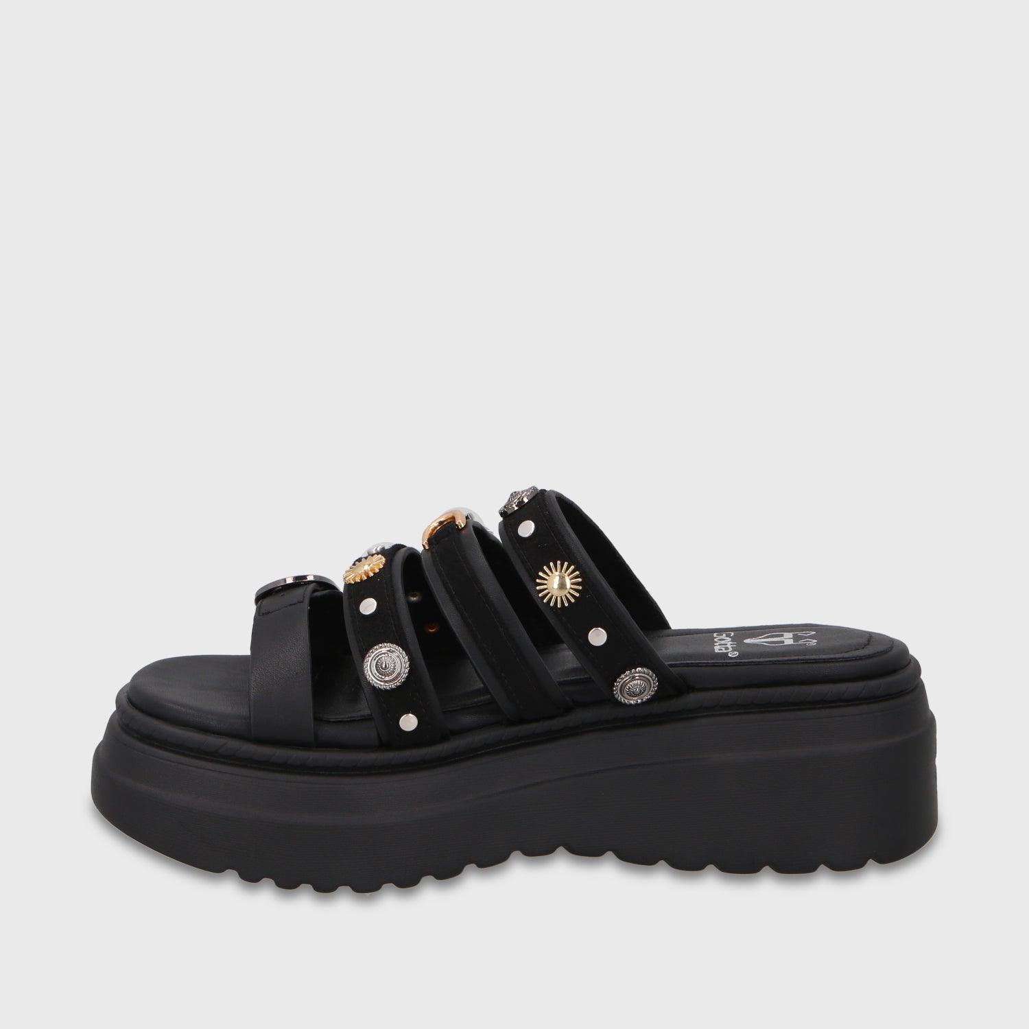 Sandalia Plataforma Negra Mujer 55924