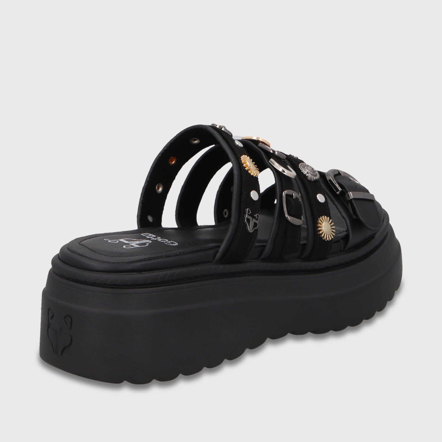 Sandalia Plataforma Negra Mujer 55924