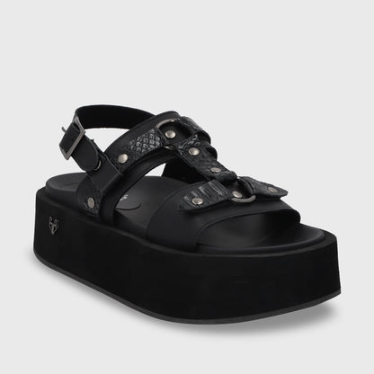 Sandalia Plataforma Negro Mujer 55941