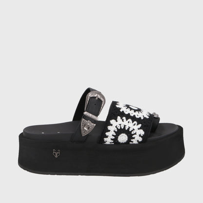 Sandalia Plataforma Negra Mujer 55942