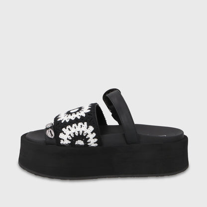 Sandalia Plataforma Negra Mujer 55942