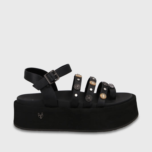 Sandalia Plataforma Negra Mujer 55943