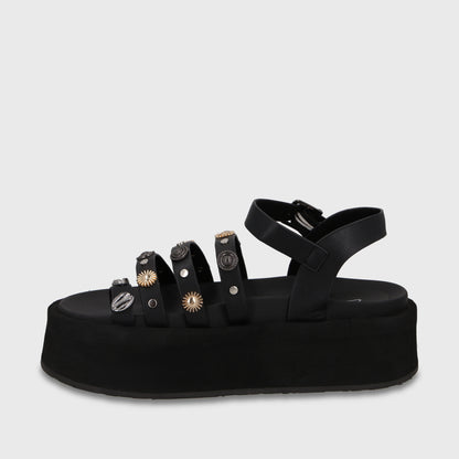 Sandalia Plataforma Negra Mujer 55943