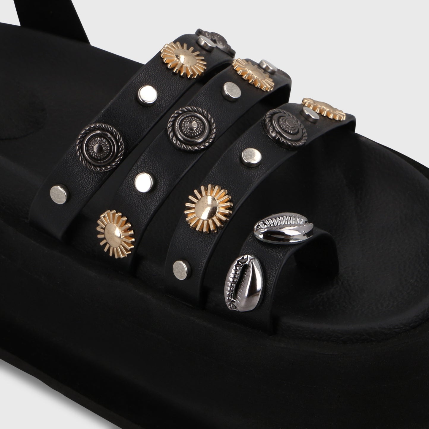 Sandalia Plataforma Negra Mujer 55943