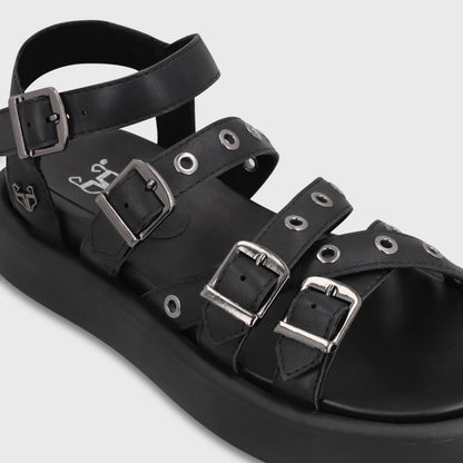 Sandalia Plataforma Negra Mujer 55950