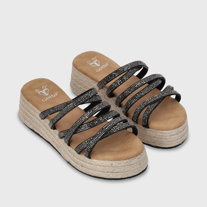 Sandalia Plataforma Negro Mujer 55972