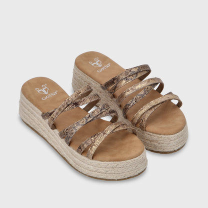 Sandalia Plataforma Oro Mujer 55972