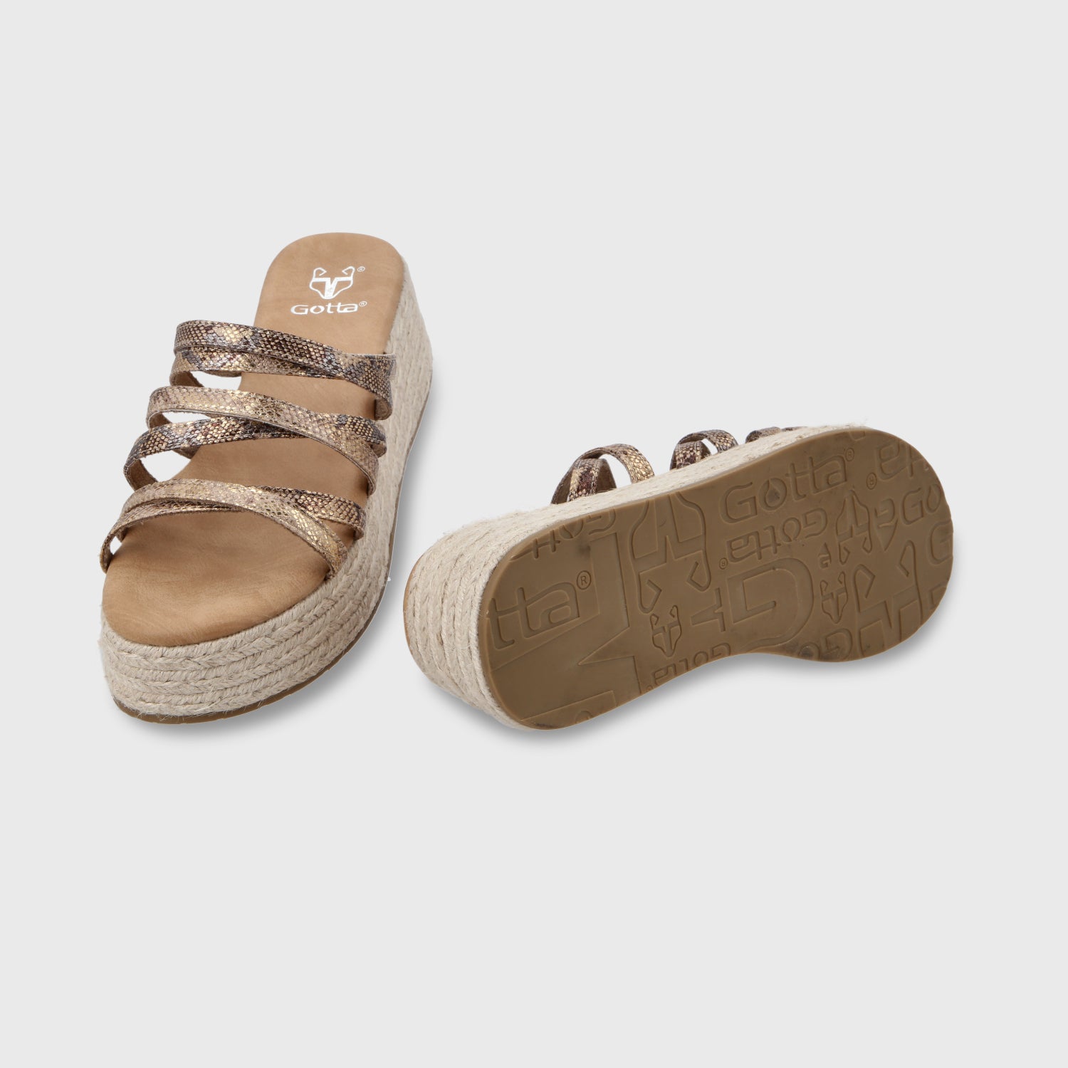 Sandalia Plataforma Oro Mujer 55972