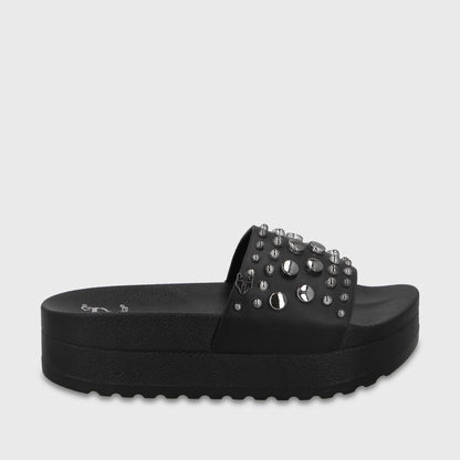 Sandalia Plataforma Negra Mujer 64020