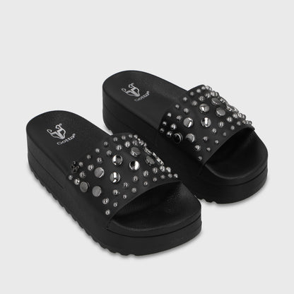 Sandalia Plataforma Negra Mujer 64020
